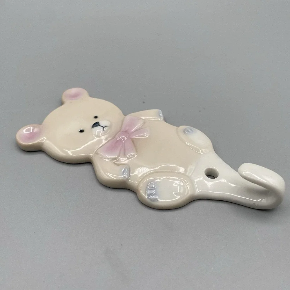 Vtg 80s Lillian Vernon Teddy Bear Switch Plate Cover and Hook Nursery Decor